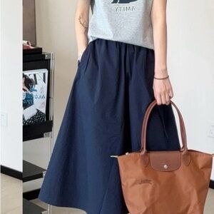 Longchamp Dark Blue A-Line Skirt